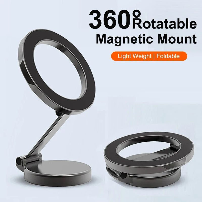 Suporte Magnético Dobrável 360° para Celular – Compatível com MagSafe e Todos os Modelos