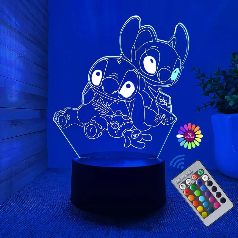 ✨ Luminária 3D Ilusão Stitch – Decoração e Presente Perfeito! ✨