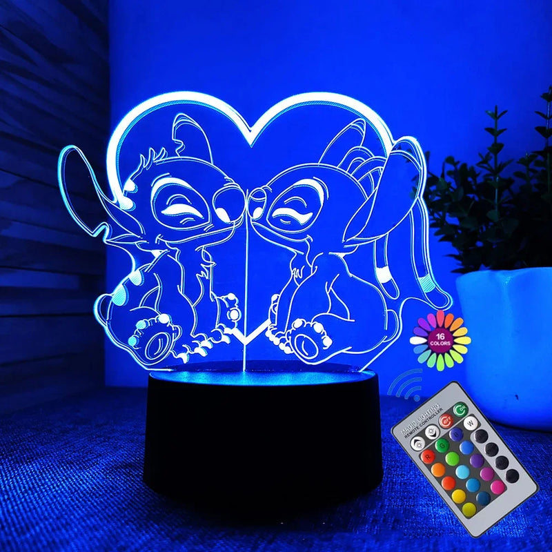 ✨ Luminária 3D Ilusão Stitch – Decoração e Presente Perfeito! ✨