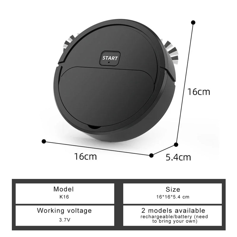 Robô Aspirador 3 em 1 – Varre, Aspira e Passa Pano com Carregamento USB