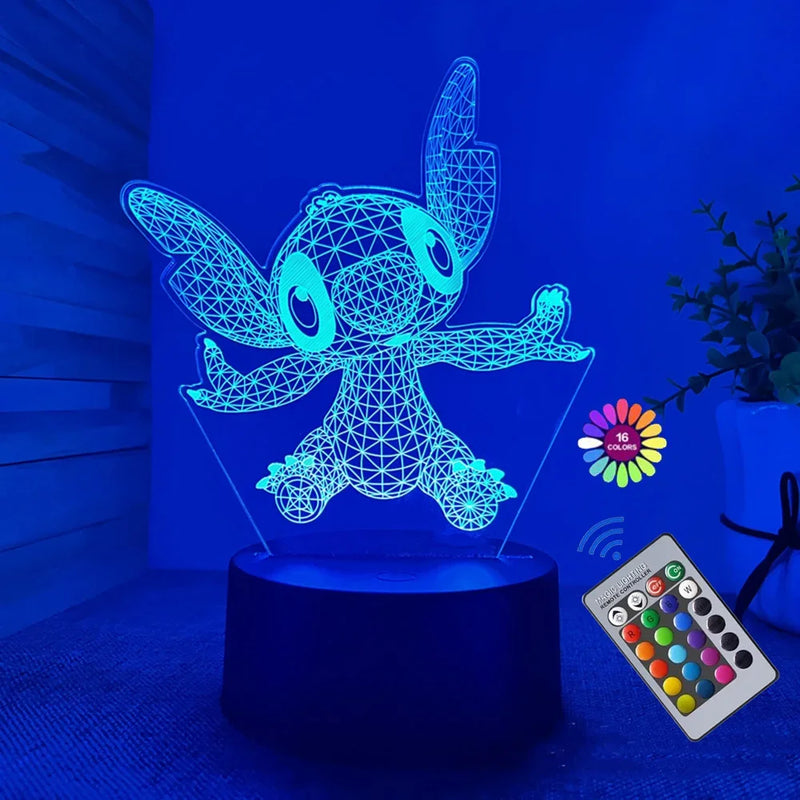 ✨ Luminária 3D Ilusão Stitch – Decoração e Presente Perfeito! ✨