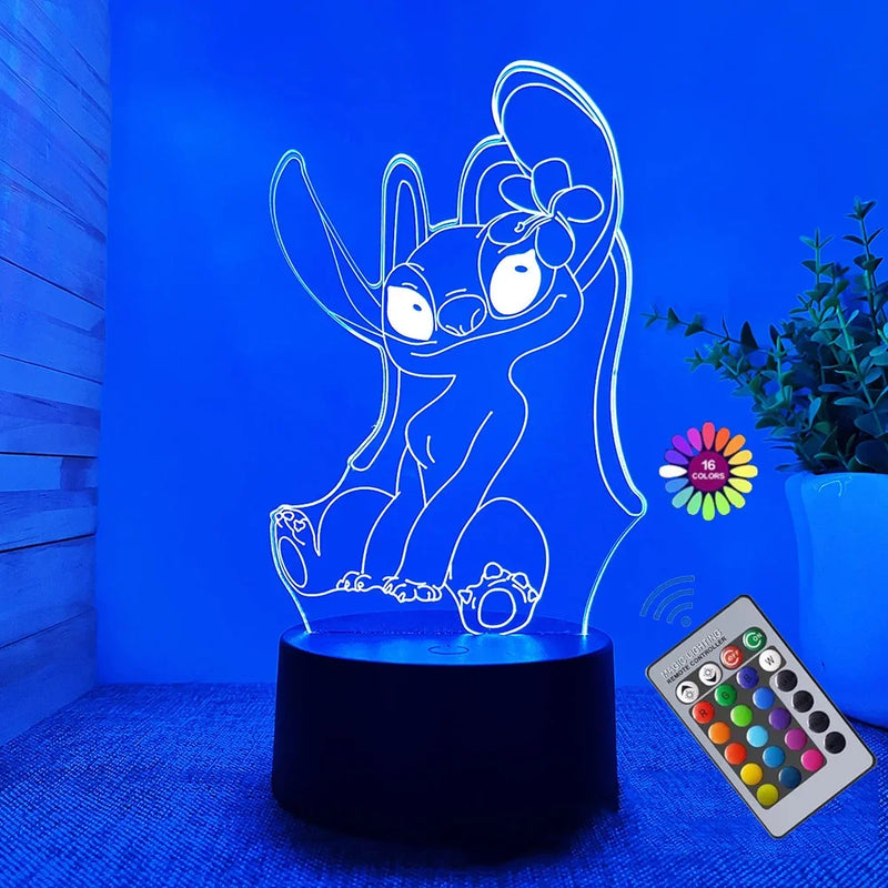 ✨ Luminária 3D Ilusão Stitch – Decoração e Presente Perfeito! ✨