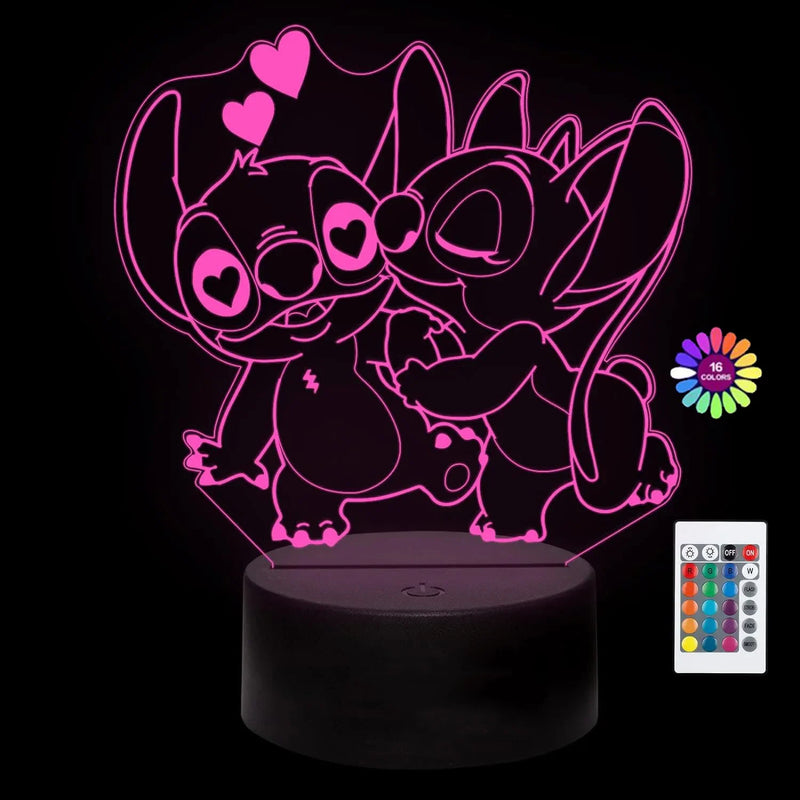 ✨ Luminária 3D Ilusão Stitch – Decoração e Presente Perfeito! ✨