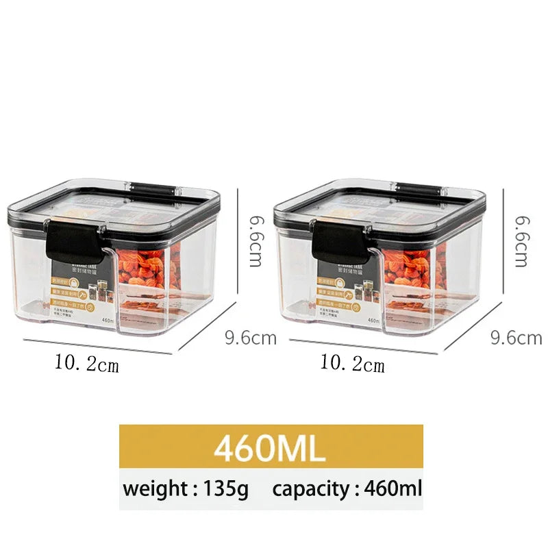 Conjunto de Potes de Armazenamento de Alimentos - Plástico, Vedação e Empilhável 460ml