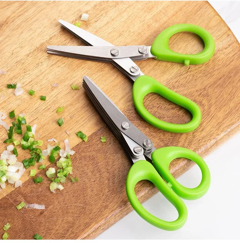 Tesoura Multifuncional de Aço Inoxidável – 3 ou 5 Camadas para Cortes Rápidos na Cozinha ✂🥦