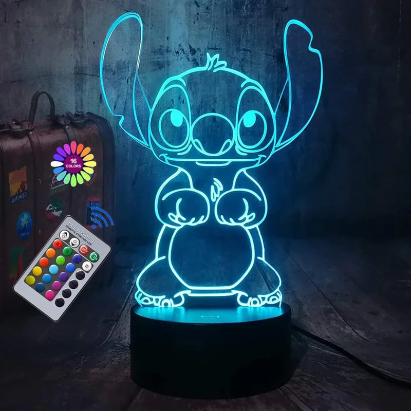 ✨ Luminária 3D Ilusão Stitch – Decoração e Presente Perfeito! ✨